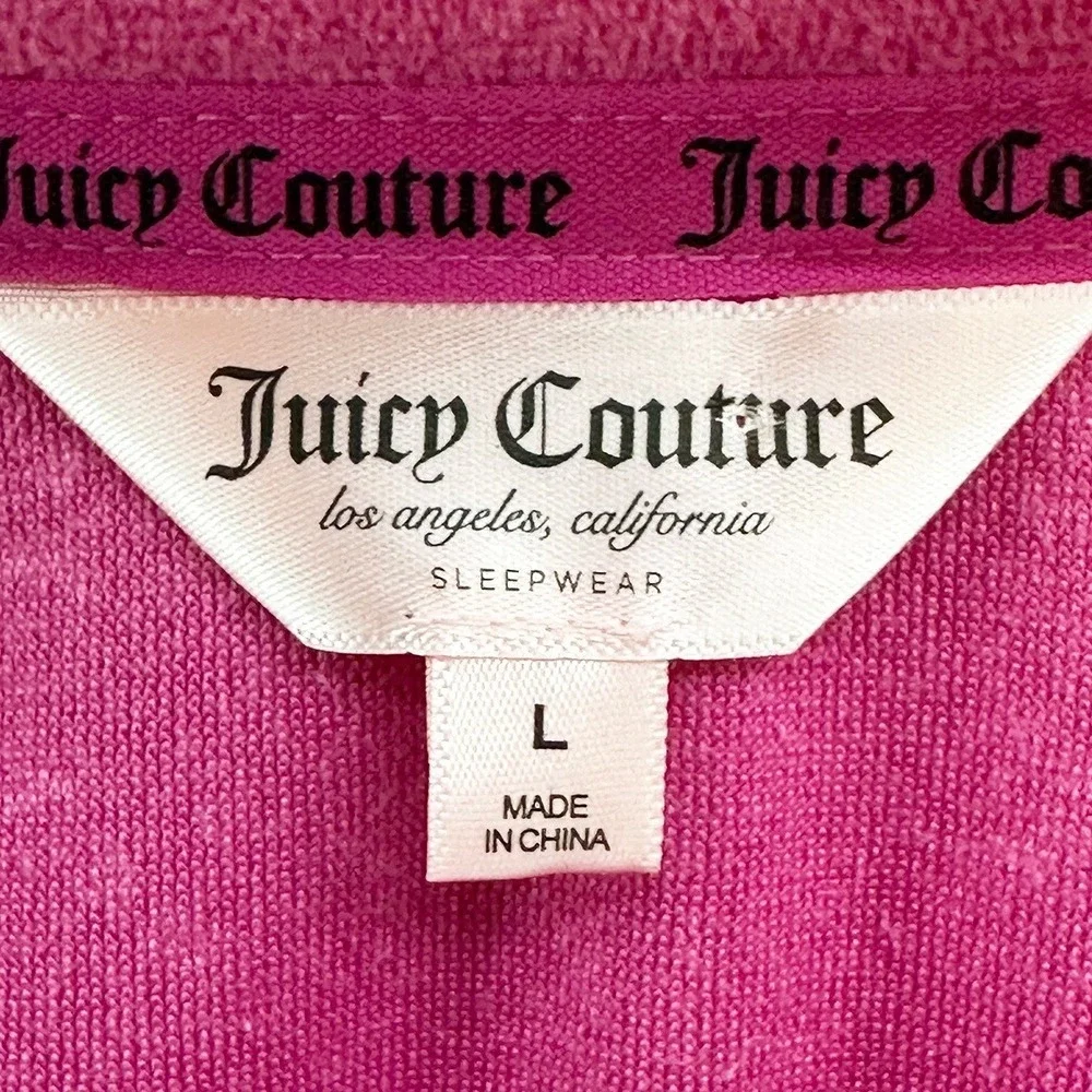 NWOT • JUICY COUTURE Velour Long Sleeve Bling Logo‎ Sleepwear Top • Large • pink